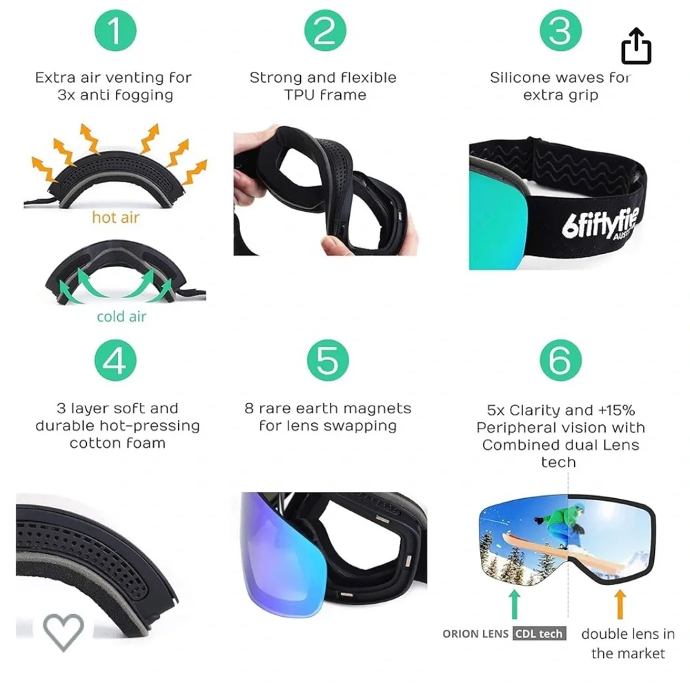 6fiftyfive Ski Goggles Men & Women - Picture 4 of 9